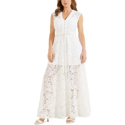 

Guess Женское белое прозрачное платье макси без рукавов Creta крючком  BHFO 6447, Pure white