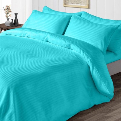 1000TC Ideal Egyptian Cotton Duvet Collection Select Size & Pattern Aqua Blue