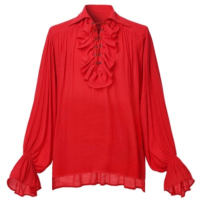 Men Pirate Vampire Colonial Blouse Renaissance Medieval Gothic Shirt Costume