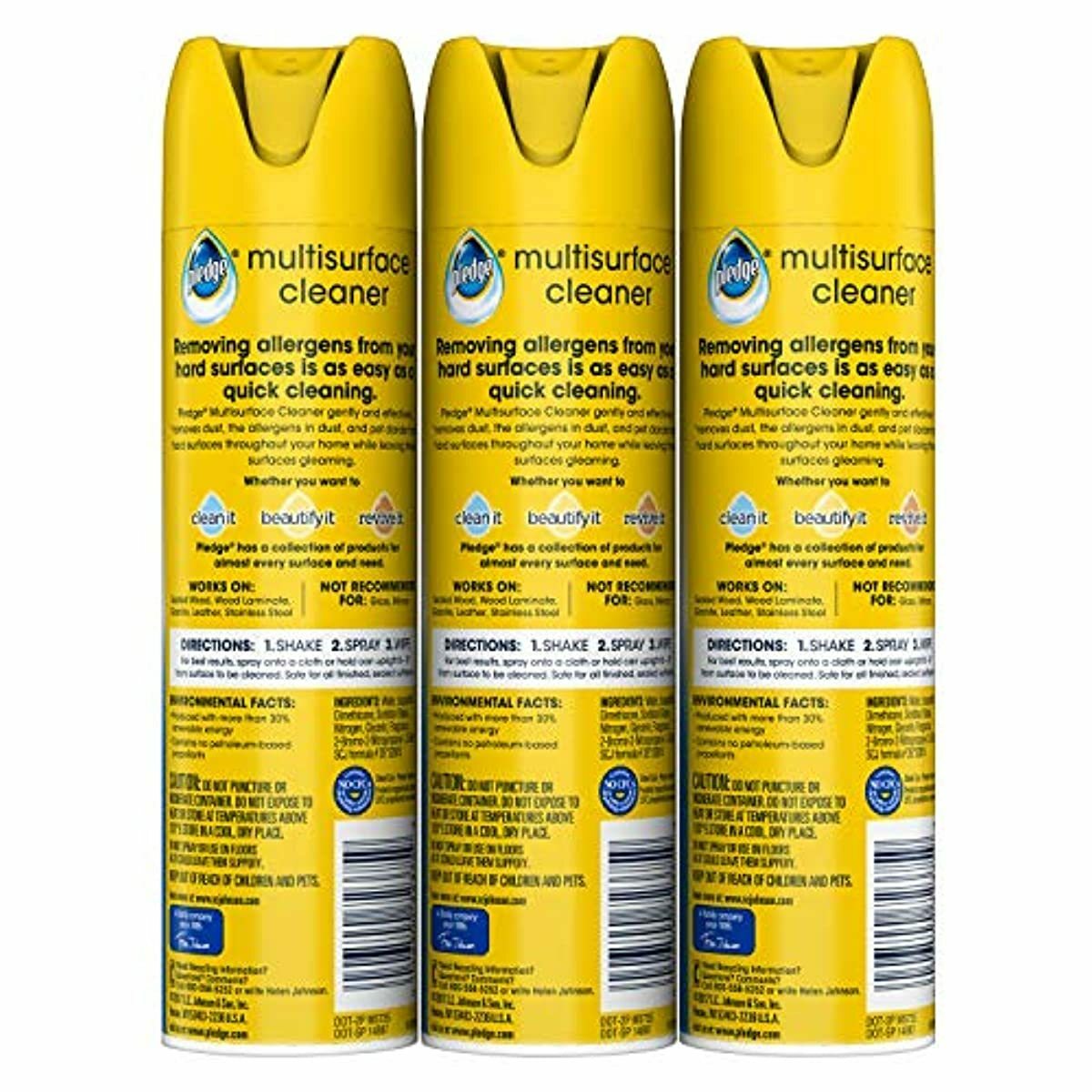 Pledge Dust & Allergen Multisurface Cleaner Spray Lemon, 9.7 oz Pack