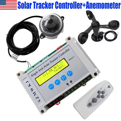 DC12V/24V LCD Single Axis Solar Tracker Controller W/ Anemometer W/ IR Remote IG