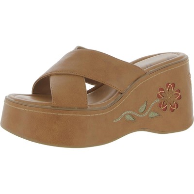 

Женские сандалии на платформе Zodiac Nessa Flower Tan, обувь 10, средний (B,M) BHFO 5883, Caramel synthetic, Nessa Flower