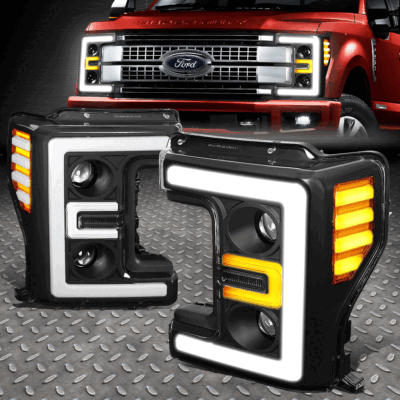 [LED DRL] ДЛЯ 17-19 ФАР FORD F250-F550 SD С ДВУМЯ ПРОЕКТОРАМИ ЧЕРНОГО/ЯНТАРНОГО ЦВЕТА