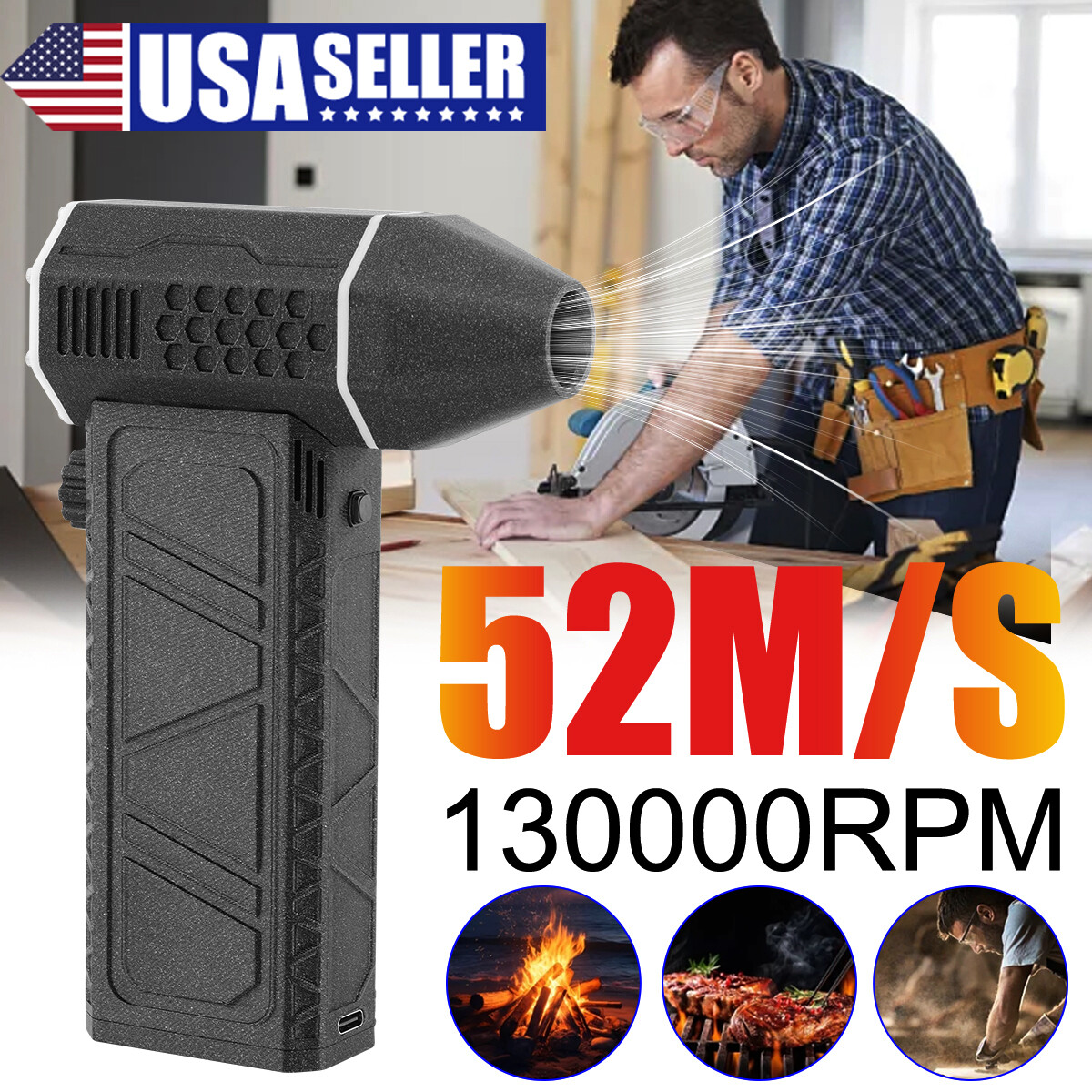 130000 RPM Turbo Blower Jet Fan Violent Turbofan Brushless Motor Rechargeable *