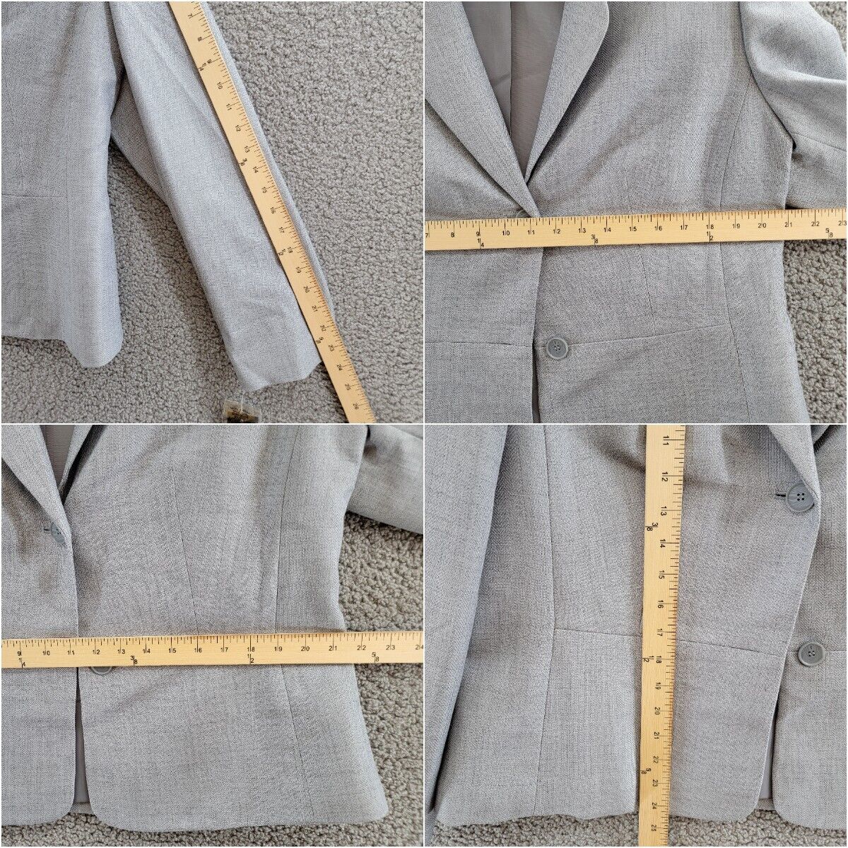 Le Suit Notch-Collar Pantsuit Women's 16 Granite Heather Button Zip Closure L/S - Picture 11 of 24