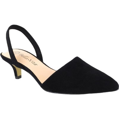 

Женские туфли на каблуке с открытой пяткой Bella Vita, черные, ширина 10 (C, D, W), BHFO 9261, Black suede leather, Sarah