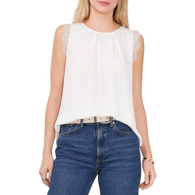 Vince Camuto Женская рубашка с короткими рукавами и кружевной отделкой цвета слоновой кости, блузка-топ S BHFO 0168