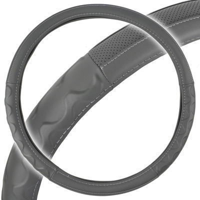 Big Rig Steering Wheel Cover for Tractor Trailer 18'' Gray Premium Syn Leather