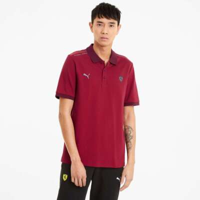 

Puma Ferrari Style 2-Tone Polo T-Shirt Мужская футболка Rosso Corsa Sportswear Tee Top, Красный, Puma Ferrari Style 2-Tone Polo T-Shirt