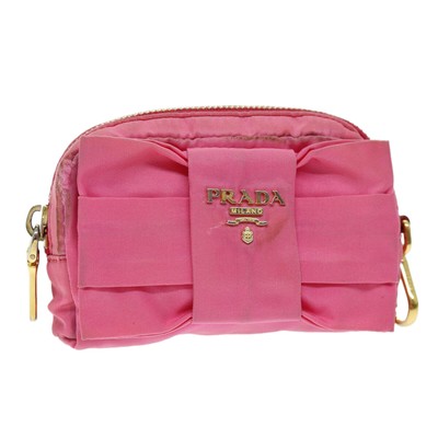 PRADA Pouch Nylon Pink Auth bs14399