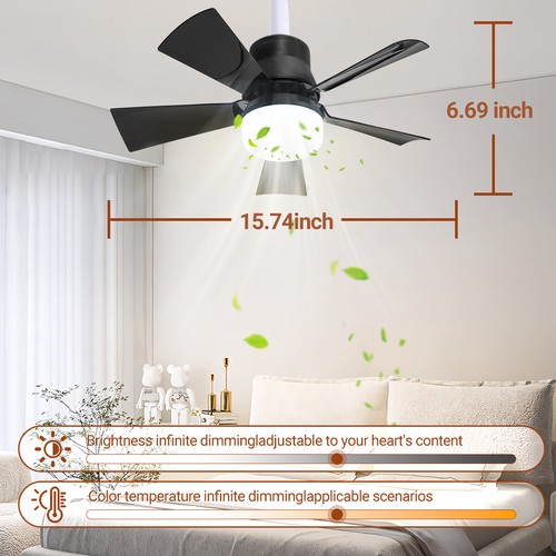 2 In 1 E27 Ceiling Socket Fan 30W with Dimmable LED Light Remote Control 3 Speed