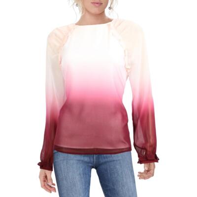 

Calvin Klein Женская рубашка-блузка с длинным рукавом и омбре топ BHFO 1007, Blush rosewood