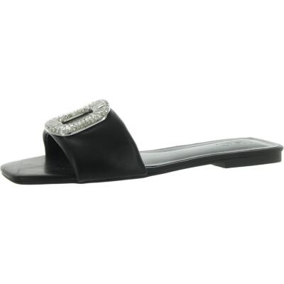 INC Womens Paden Faux Leather Slide Sandals Shoes BHFO 8643