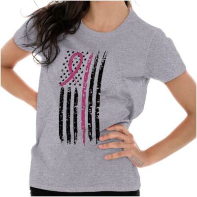 Breast Cancer Awareness Pink Ribbon Flag BCA Graphic T Shirts for Women T-Shirts