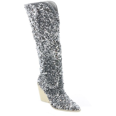 

Женские сапоги до колена Steve Madden Tyrus Silver, размер 6, средний (B,M) BHFO 5337, Silver sequin, Tyrus