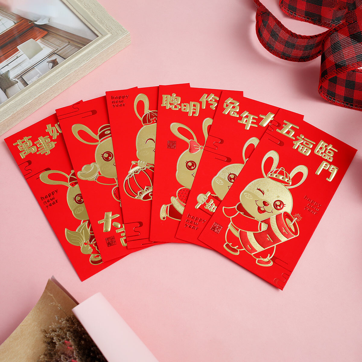 6Pcs Rabbit Year Red Envelops Chinese Red Packets 2023 New Year Lucky