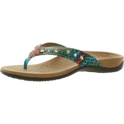 

Vionic Womens Lucia Blue Flip-Flop Thong Sandals Wedges 8 Medium (B,M) BHFO 8450, Blue teal
