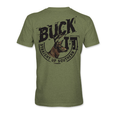 Straight Up Southern Mens Buck It Deer Hunting Short Sleeve T-shirt-Heather