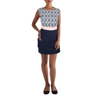 Connected Apparel Womens Navy Drapey Knee Wedding Midi Dress Plus 22W BHFO 8578