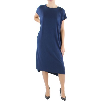 

Женское темно-синее повседневное платье-футболка с круглым вырезом Eileen Fisher  BHFO 0159, Midnight