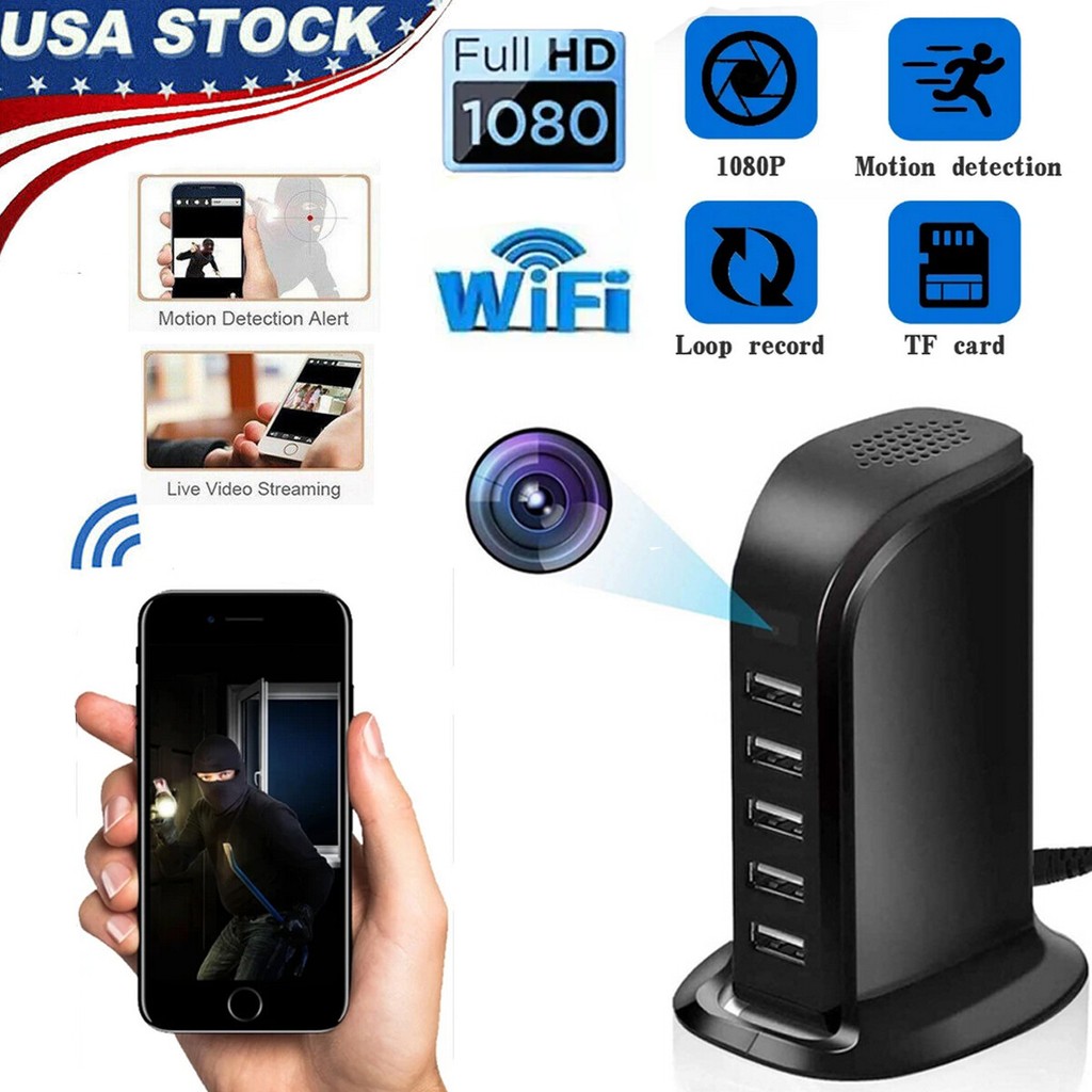 WiFi-enabled security camera with motion detection feature.