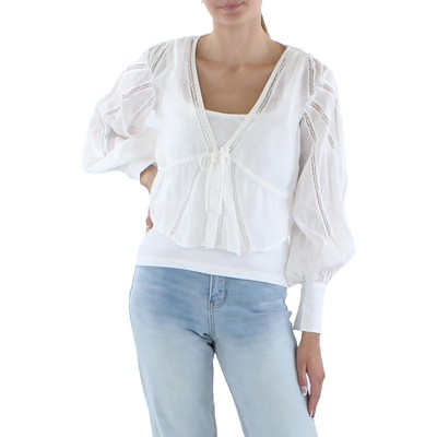 

Frame Женская укороченная блузка Empire Sheer с v-образным вырезом BHFO 3271