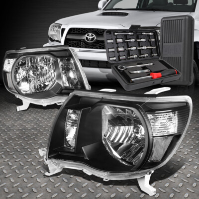 ДЛЯ 05-11 TOYOTA TACOMA ЧЕРНЫЙ КОРПУС ПРОЗРАЧНАЯ УГЛОВАЯ ФАРА ГОЛОВНОГО ФОНАРЯ + НАБОР ИНСТРУМЕНТОВ