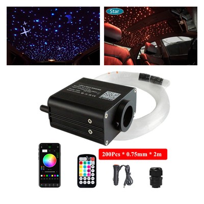 200Pcs Twinkle Fiber Optic Lights Kit Car Roof Star Starry Sky Ceiling Light 12V