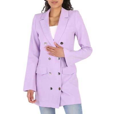 Pre-owned Papa Filles A  Ladies Purple Wool Double Breasted Long Coat, Brand Size 0