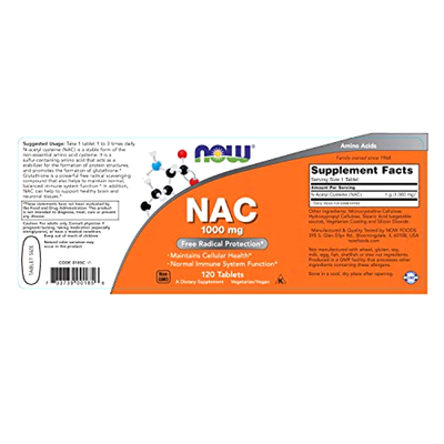 Now Supplements N Acetyl Cysteine 1000 Mg 120 Tablets Ebay
