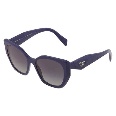 Pre-owned Prada Polarized Grey Gradient Cat Eye Ladies Sunglasses Pr 19zs 18d5w1 55 In Gray
