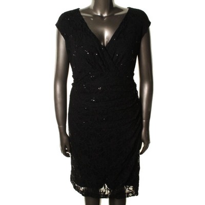 Женское черное кружевное вечернее коктейльное платье Lauren Ralph Lauren Plus 18W BHFO 2309