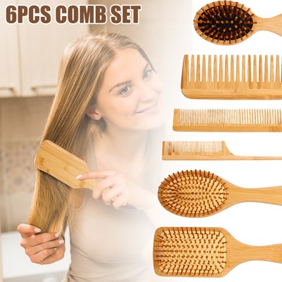 6Pcs Hair Brush Set Hair Brush and Comb Set with Tail Comb Tooth Comb makRA