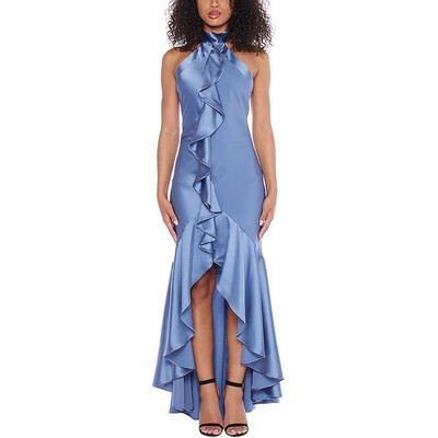 B. Darlin Womens Blue Ruffled Formal Evening Dress Gown Juniors 13/14 BHFO 1450