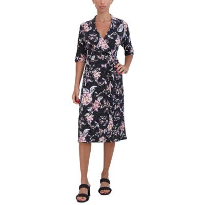 

Женское платье с запахом до колена Signature By Robbie Bee Petites BHFO 2450, Black/pink