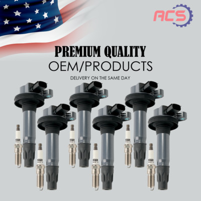 6 Ignition Coils &A set of iridium spark plugs for Ford Lincoln Mazda 3.7L UF553