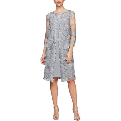 

Женское кружевное платье прямого кроя Alex Evenings Evening Petites BHFO 4721
