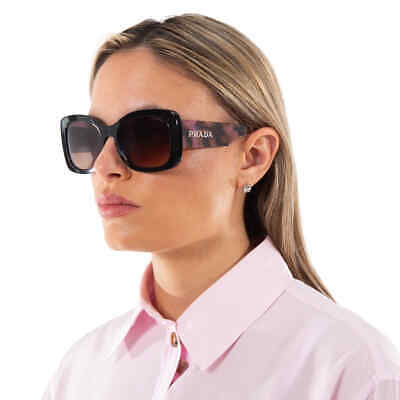 Pre-owned Prada Brown Gradient Butterfly Ladies Sunglasses Pr A08s 12o50c 56