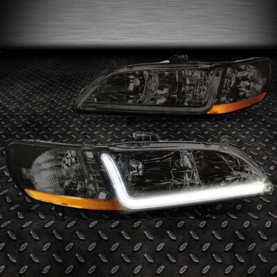 [L-LED DRL] ДЛЯ 1998-2002 HONDA ACCORD ТОМПИРОВАННЫЕ ЛИНЗЫ ЯНТАРНЫЕ УГЛОВЫЕ ФАРЫ