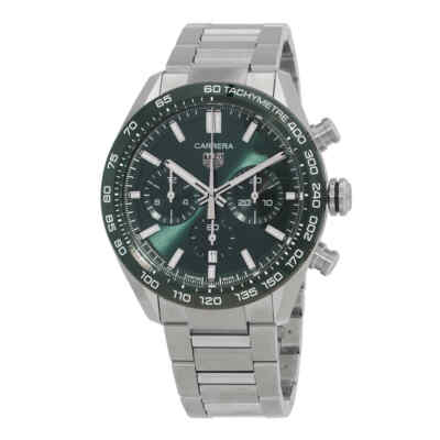 Pre-owned Tag Heuer Carrera Chronograph Automatic Green Dial Unisex Watch Cbn2a1n-ba0643