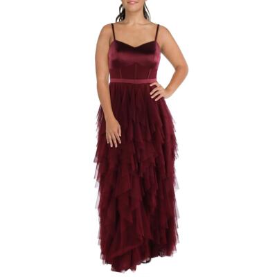 City Studio Womens Red Tiered  Evening Dress Plus 16W BHFO 4871