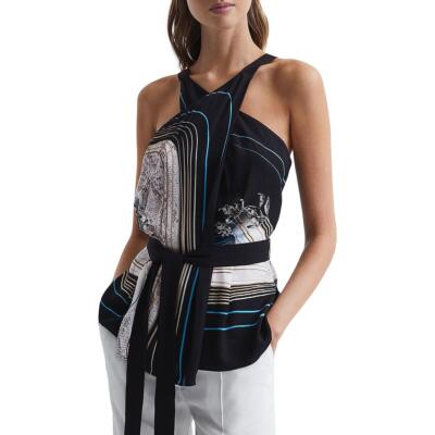 Женская плиссированная рубашка без рукавов на бретельках с поясом Reiss Womens Faith BHFO 3649