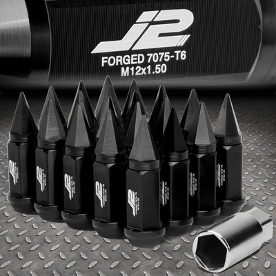 J2 ENGINEERING 7075 АЛЮМИНИЙ M12X1.5 20ШТ 75 ММ ГАЙКА С ЗАОСТРЕННОЙ ГОЛОВКОЙ + АДАПТЕР ЧЕРНЫЙ