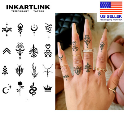 INKARTLINK 2 piece Henna Finger semi-permanent temporary waterproof tattoo
