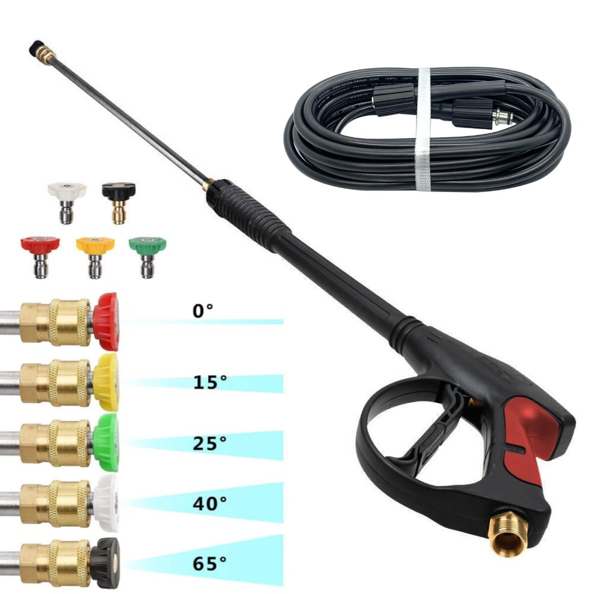 For Generac High Pressure Car Power Washer Gun Spray Wand Lance Hose Nozzles Kit