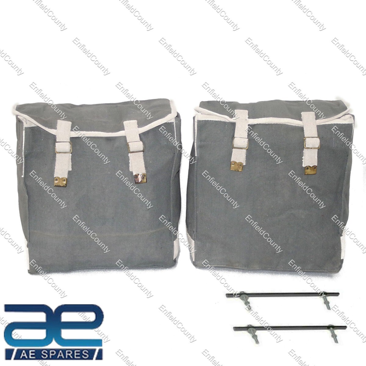 Side Hanging Canvas Bag Set Light Military Green For Norton Triumph M20 21   