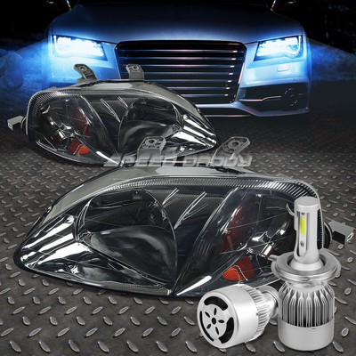 ЗАКОПЧЕННЫЙ КОРПУС, ЯНТАРНЫЙ УГОЛ ФАРЫ + БЕЛЫЙ СВЕТОДИОД H4 HID с ВЕНТИЛЯТОРОМ ДЛЯ 99-00 CIVIC EK