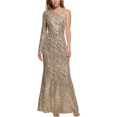 Женское бежевое вечернее платье Vince Camuto, расшитое блестками, Gown Petites 8P BHFO 1809