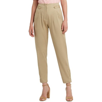 

Женские бежевые укороченные прямые брюки со складками H Halston  BHFO 6303, Khaki, HHWU2260014