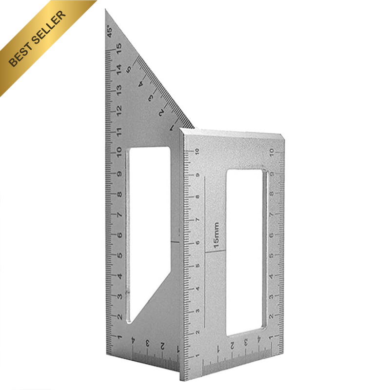 6.7-Inch Aluminium Alloy Angle Ruler, Multi-Purpose 45°/90° Combination Square,